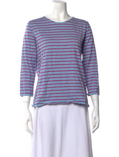 Pre-owned Kule Striped Crew Neck T-shirt In Blue