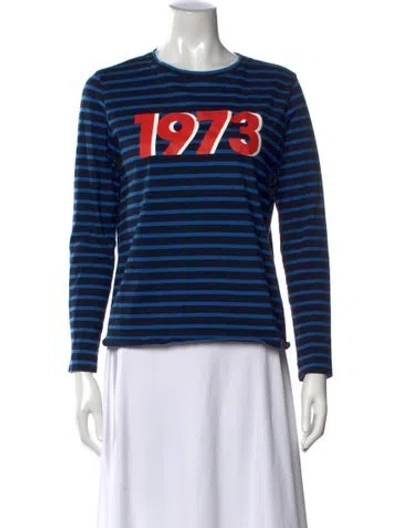 Pre-owned Kule Striped Crew Neck T-shirt In Blue