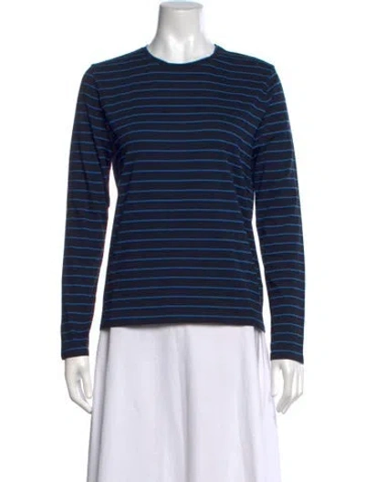 Pre-owned Kule Striped Crew Neck T-shirt In Blue