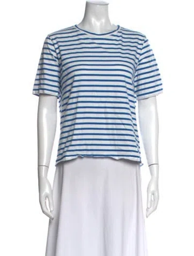 Pre-owned Kule Striped Crew Neck T-shirt In Blue