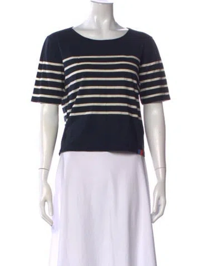 Pre-owned Kule Striped Crew Neck T-shirt In Blue