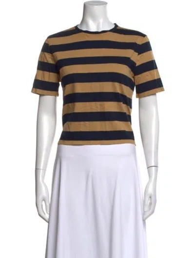 Pre-owned Kule Striped Crew Neck T-shirt In Blue