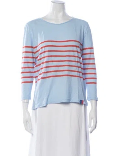 Pre-owned Kule Striped Crew Neck T-shirt In Blue