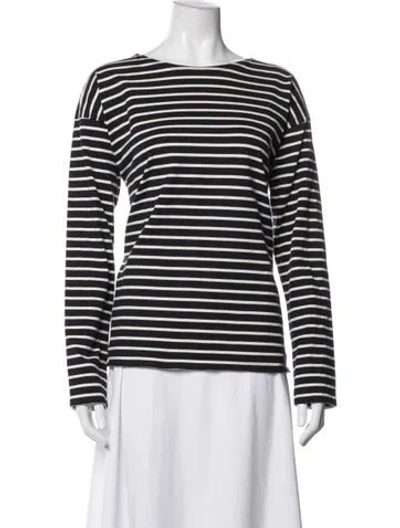 Pre-owned Kule Striped Crew Neck T-shirt In Blue