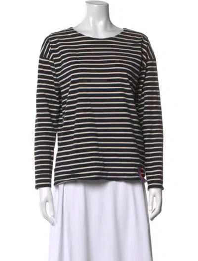 Pre-owned Kule Striped Crew Neck T-shirt In Blue
