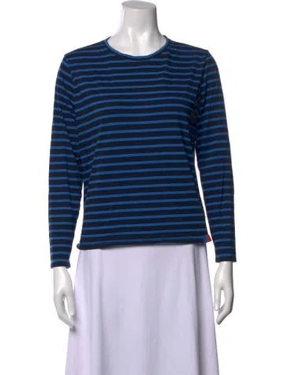 Pre-owned Kule Striped Crew Neck T-shirt In Blue