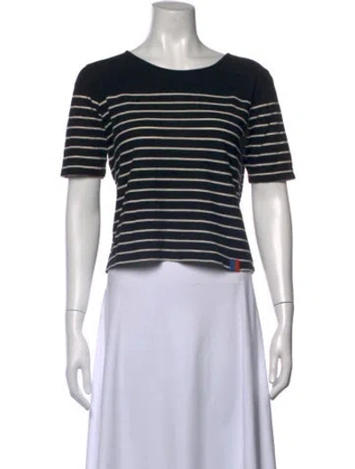 Pre-owned Kule Striped Crew Neck T-shirt In Blue