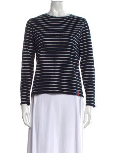 Pre-owned Kule Striped Crew Neck T-shirt In Blue
