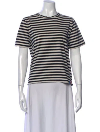 Pre-owned Kule Striped Crew Neck T-shirt In Blue