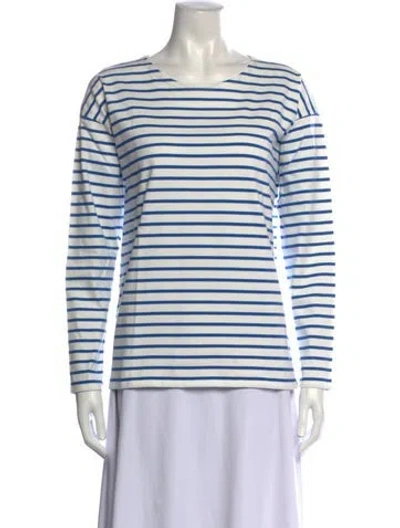 Pre-owned Kule Striped Crew Neck T-shirt In Blue