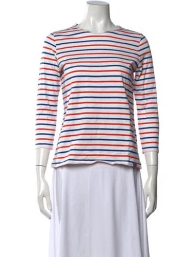 Pre-owned Kule Striped Crew Neck T-shirt In Blue