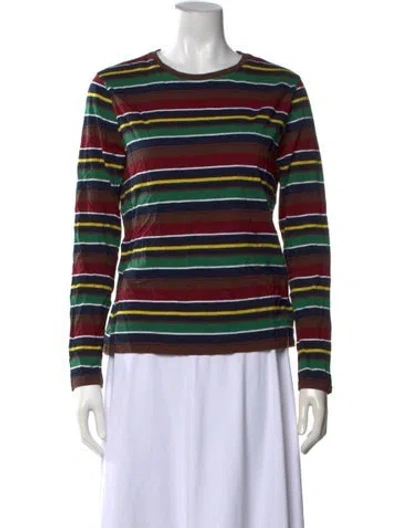 Pre-owned Kule Striped Crew Neck T-shirt In Blue