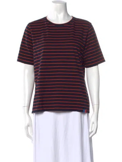 Pre-owned Kule Striped Crew Neck T-shirt In Blue