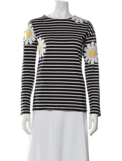 Pre-owned Kule Striped Crew Neck T-shirt In Blue