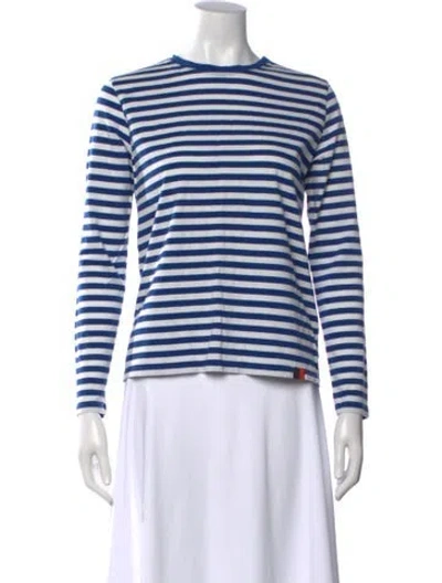 Pre-owned Kule Striped Crew Neck T-shirt In Blue