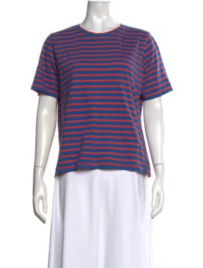 Pre-owned Kule Striped Crew Neck T-shirt In Blue