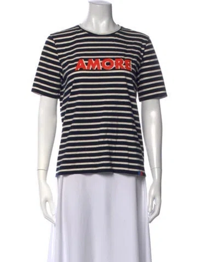 Pre-owned Kule Striped Crew Neck T-shirt In Blue