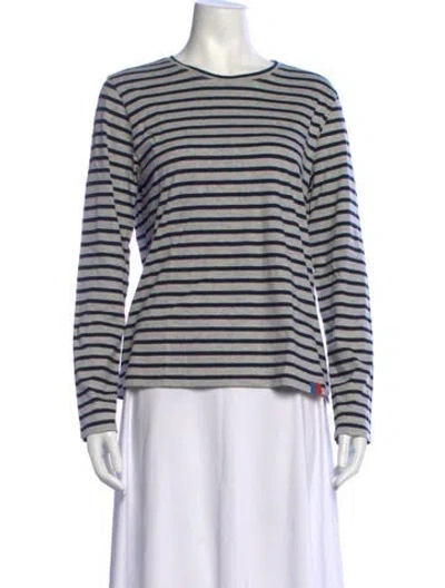 Pre-owned Kule Striped Crew Neck T-shirt In Blue
