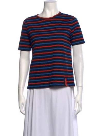 Pre-owned Kule Striped Crew Neck T-shirt In Blue