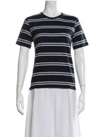 Pre-owned Kule Striped Crew Neck T-shirt In Blue