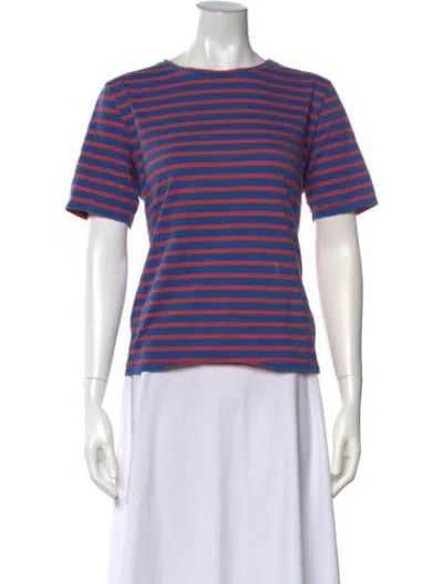 Pre-owned Kule Striped Crew Neck T-shirt In Blue