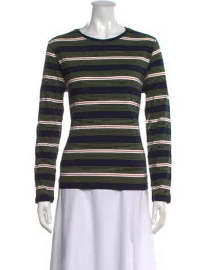 Pre-owned Kule Striped Crew Neck T-shirt In Blue/green