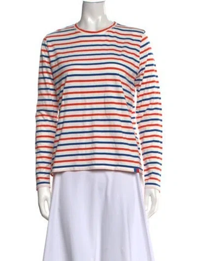 Pre-owned Kule Striped Crew Neck T-shirt In Blue/red/white