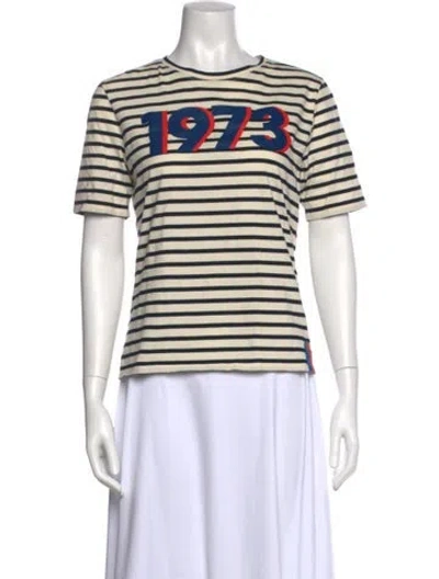 Pre-owned Kule Striped Crew Neck T-shirt In Brown