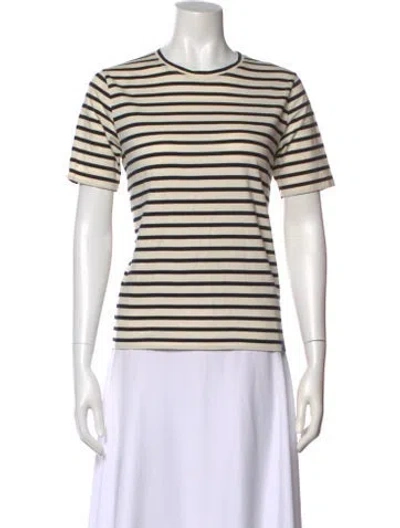 Pre-owned Kule Striped Crew Neck T-shirt In Brown