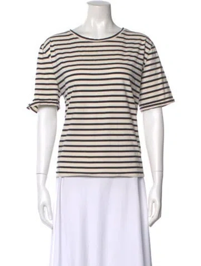 Pre-owned Kule Striped Crew Neck T-shirt In Brown