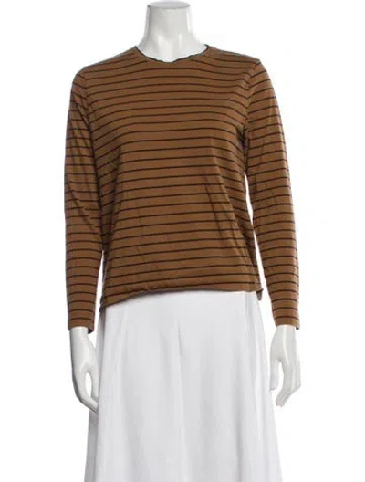 Pre-owned Kule Striped Crew Neck T-shirt In Brown