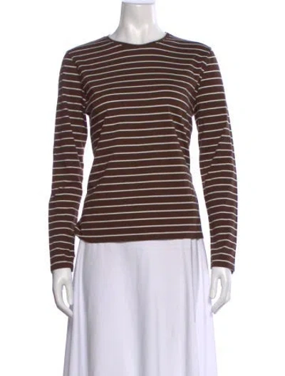 Pre-owned Kule Striped Crew Neck T-shirt In Brown