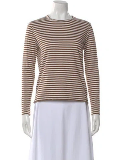 Pre-owned Kule Striped Crew Neck T-shirt In Brown