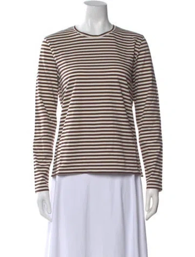 Pre-owned Kule Striped Crew Neck T-shirt In Brown
