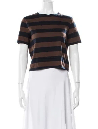 Pre-owned Kule Striped Crew Neck T-shirt In Brown