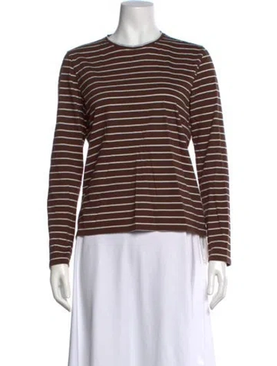 Pre-owned Kule Striped Crew Neck T-shirt In Brown