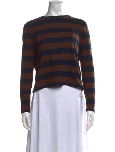 Pre-owned Kule Striped Crew Neck T-shirt In Brown