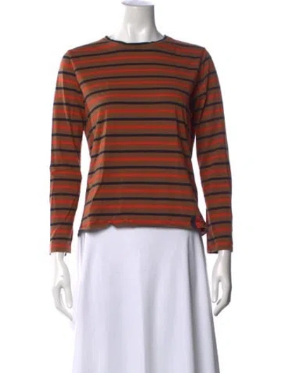 Pre-owned Kule Striped Crew Neck T-shirt In Brown