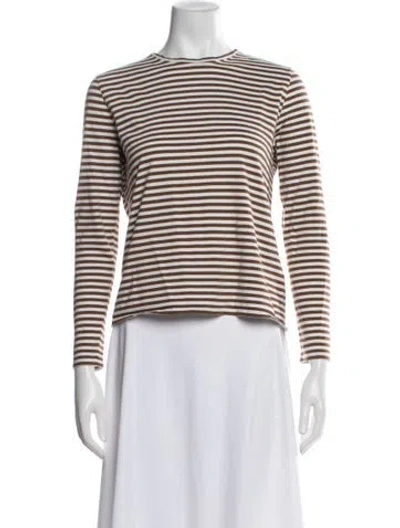 Pre-owned Kule Striped Crew Neck T-shirt In Brown