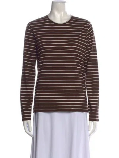 Pre-owned Kule Striped Crew Neck T-shirt In Brown