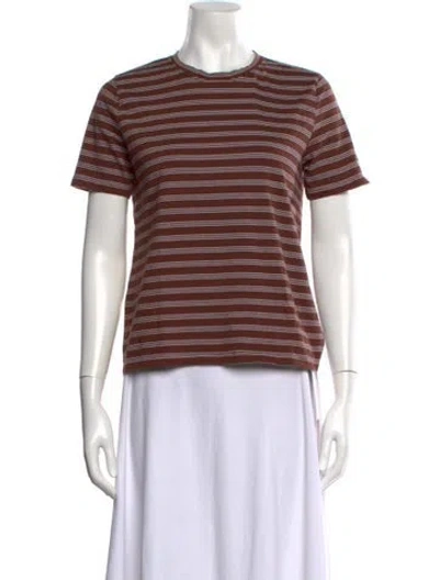 Pre-owned Kule Striped Crew Neck T-shirt In Brown