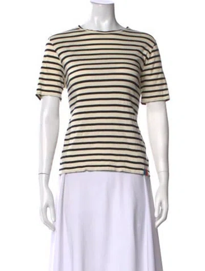 Pre-owned Kule Striped Crew Neck T-shirt In Brown/neutrals