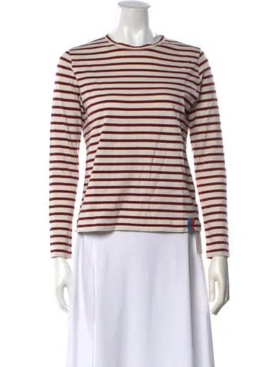 Pre-owned Kule Striped Crew Neck T-shirt In Burgundy/neutrals