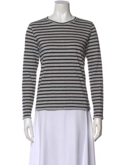Pre-owned Kule Striped Crew Neck T-shirt In Gray