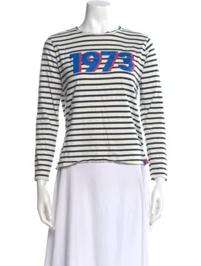 Pre-owned Kule Striped Crew Neck T-shirt In Gray