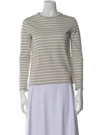 Pre-owned Kule Striped Crew Neck T-shirt In Gray