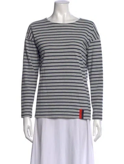 Pre-owned Kule Striped Crew Neck T-shirt In Gray