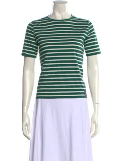 Pre-owned Kule Striped Crew Neck T-shirt In Green