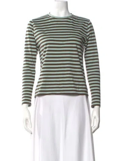 Pre-owned Kule Striped Crew Neck T-shirt In Green