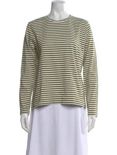 Pre-owned Kule Striped Crew Neck T-shirt In Green